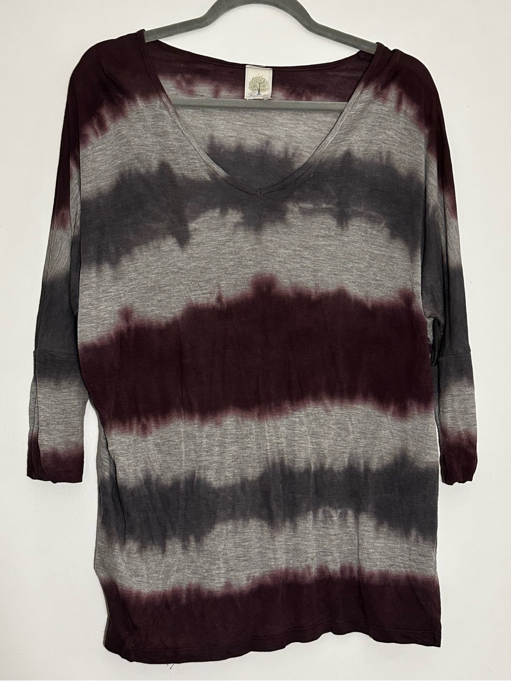 Freeloader Tie-Dye V-Neck Tunic in Gray and Burgundy